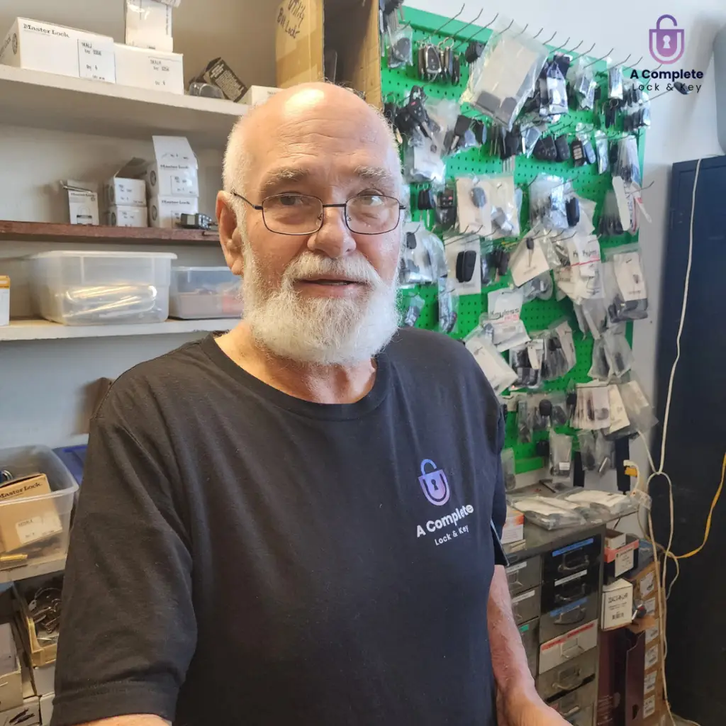 locksmith technician for thirty five years at a complete lock and key service tony
