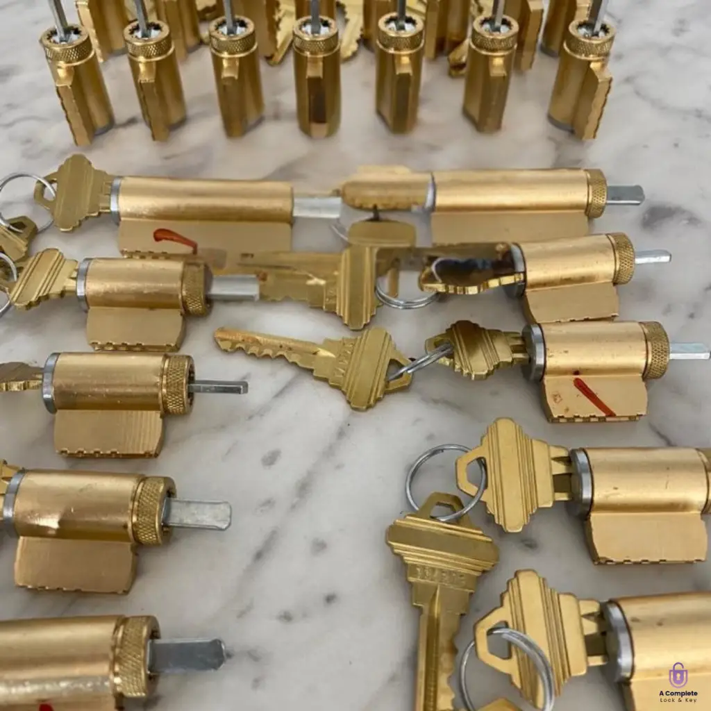rekeying a commercial lock at locksmith shop located at 8320 lackland rd, st. louis, missouri, 63114 a complete lock and key service tony